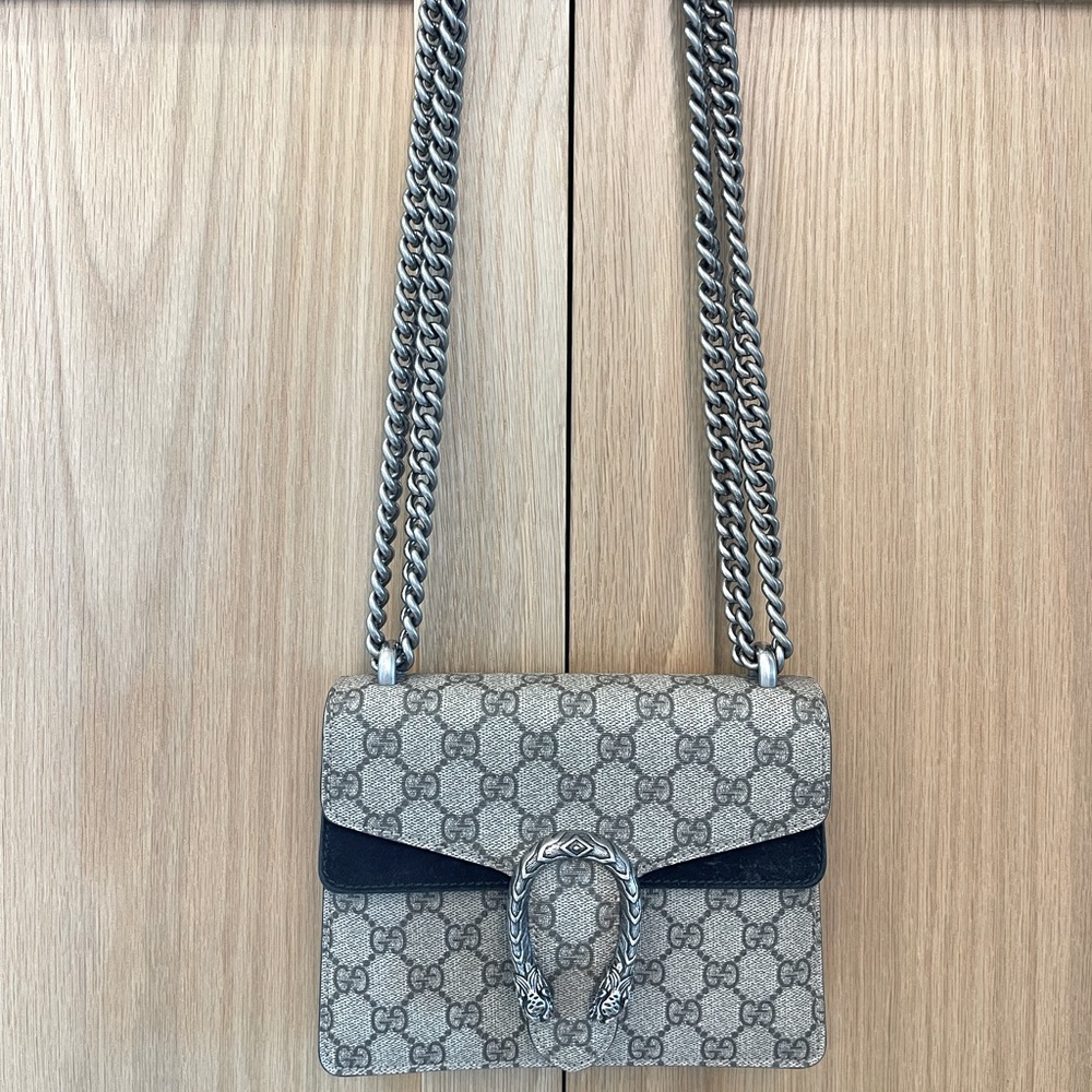 Gucci Supreme Monogram Dionysus Small Shoulder Bag Black
